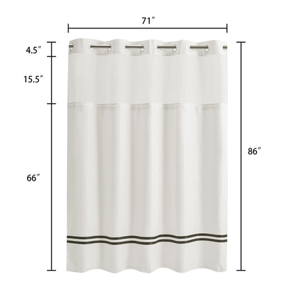Barossa Design Shower Curtain with Snap in Liner and Stripe
