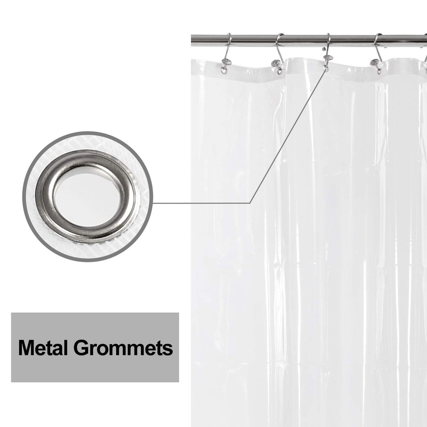Barossa Design Premium PEVA Plastic Shower Liner with Rustproof Grommets