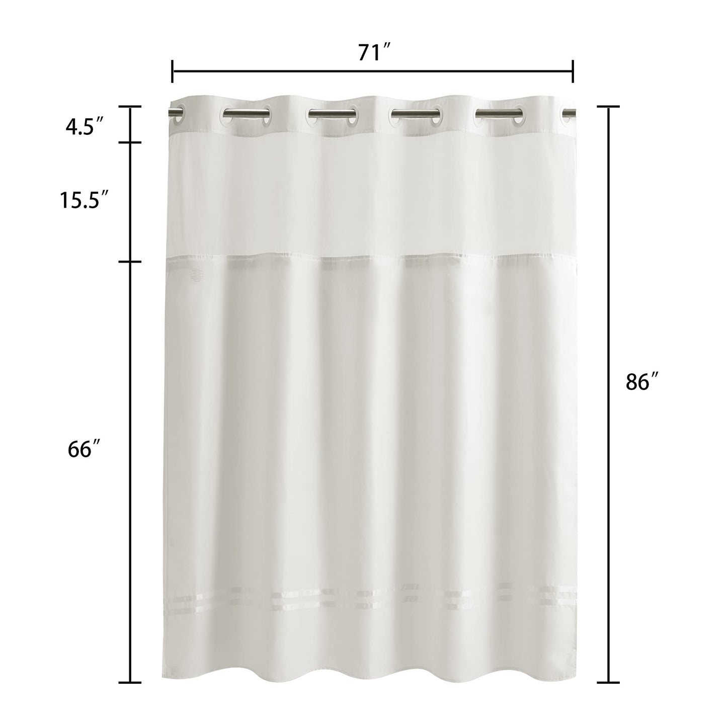 Barossa Design Shower Curtain with Snap in Liner and Stripe
