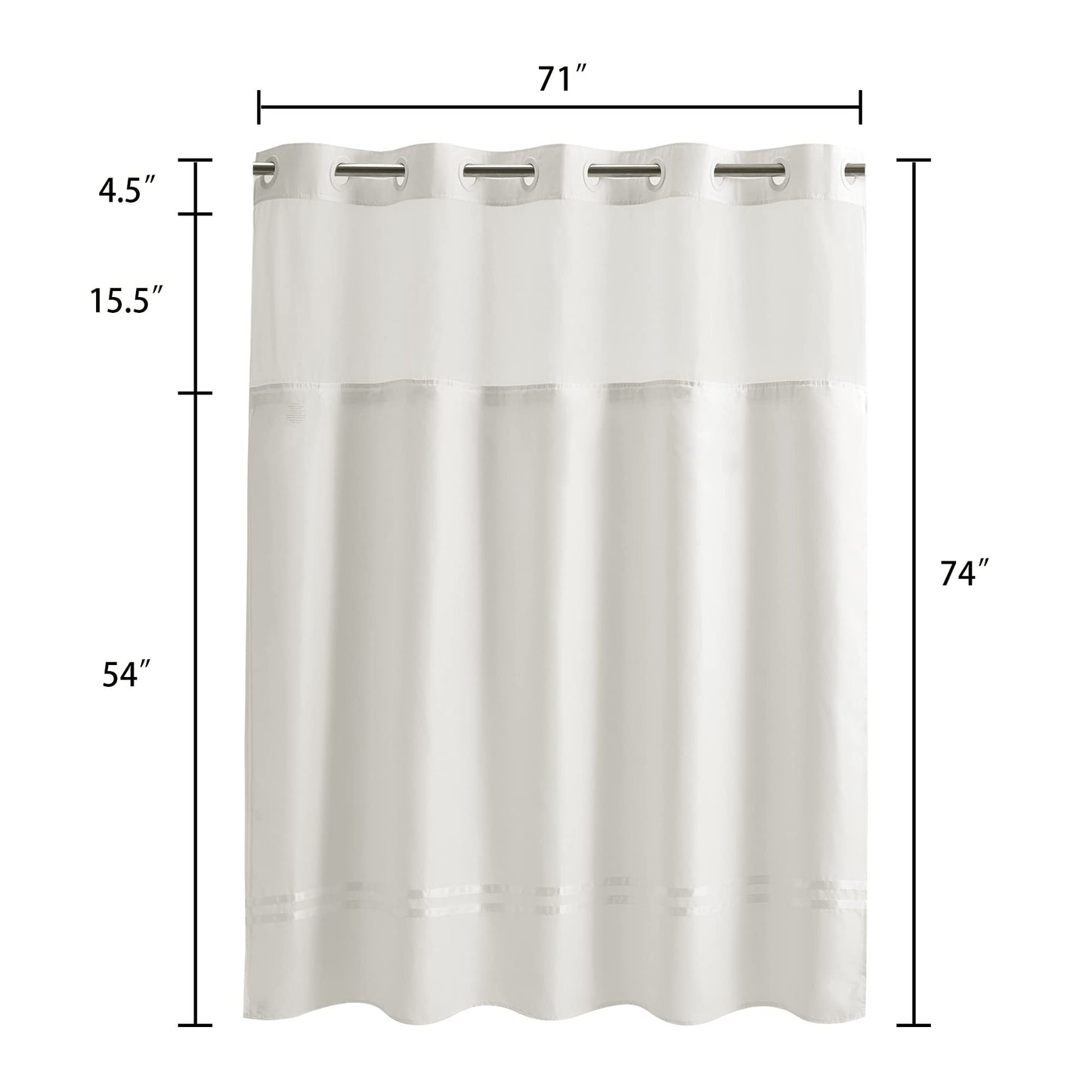Barossa Design Shower Curtain with Snap in Liner and Stripe