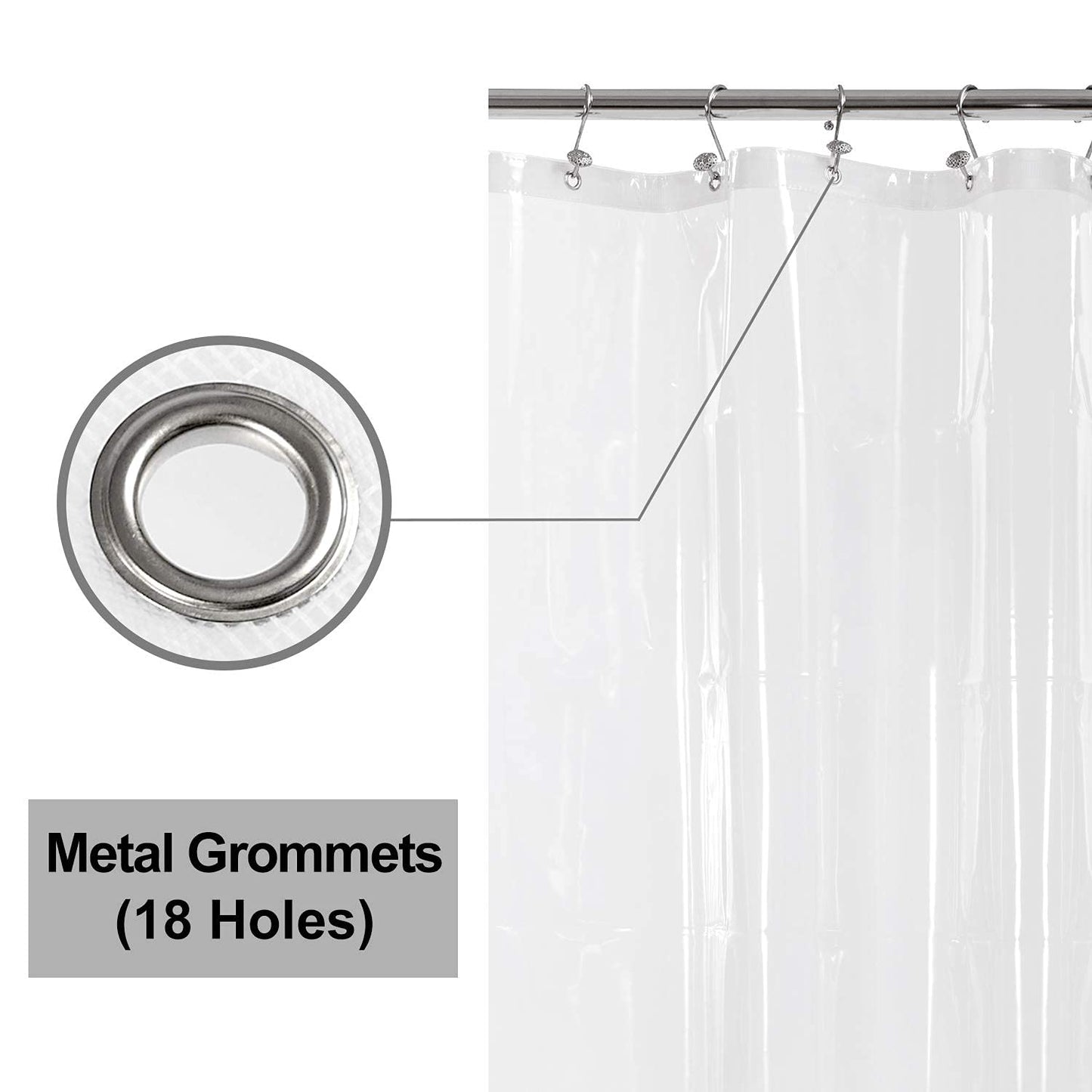 Barossa Design Premium PEVA Plastic Shower Liner with Rustproof Grommets