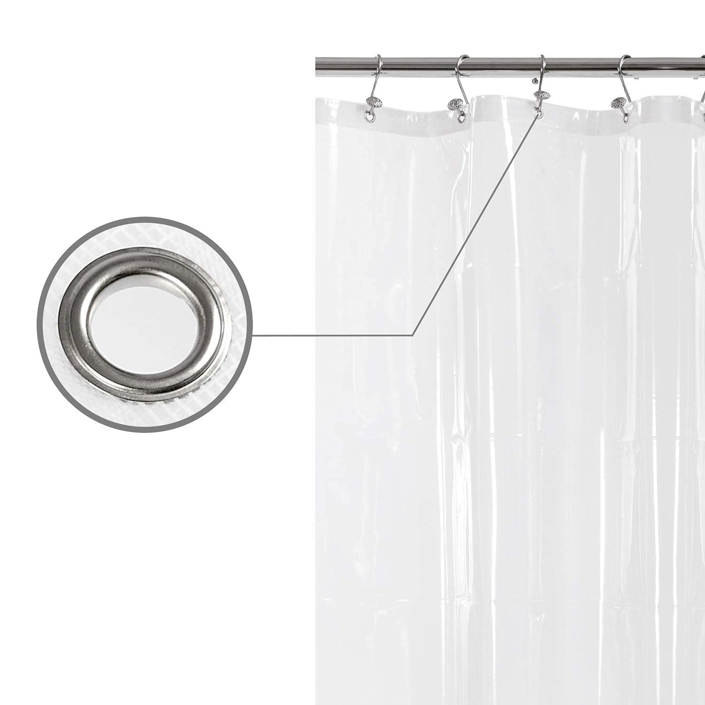 Barossa Design Premium PEVA Plastic Shower Liner with Rustproof Grommets