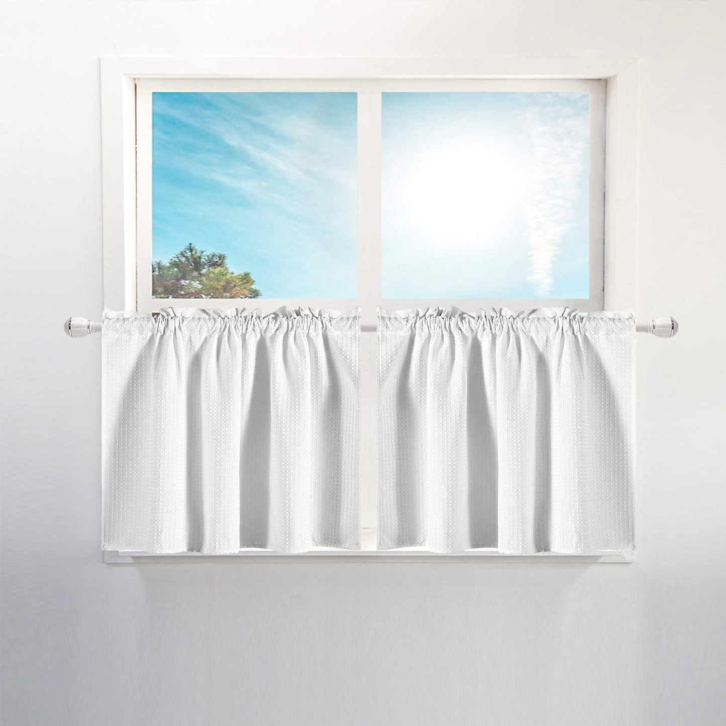 Barossa Design Waffle Weave Half Window Tier Curtains
