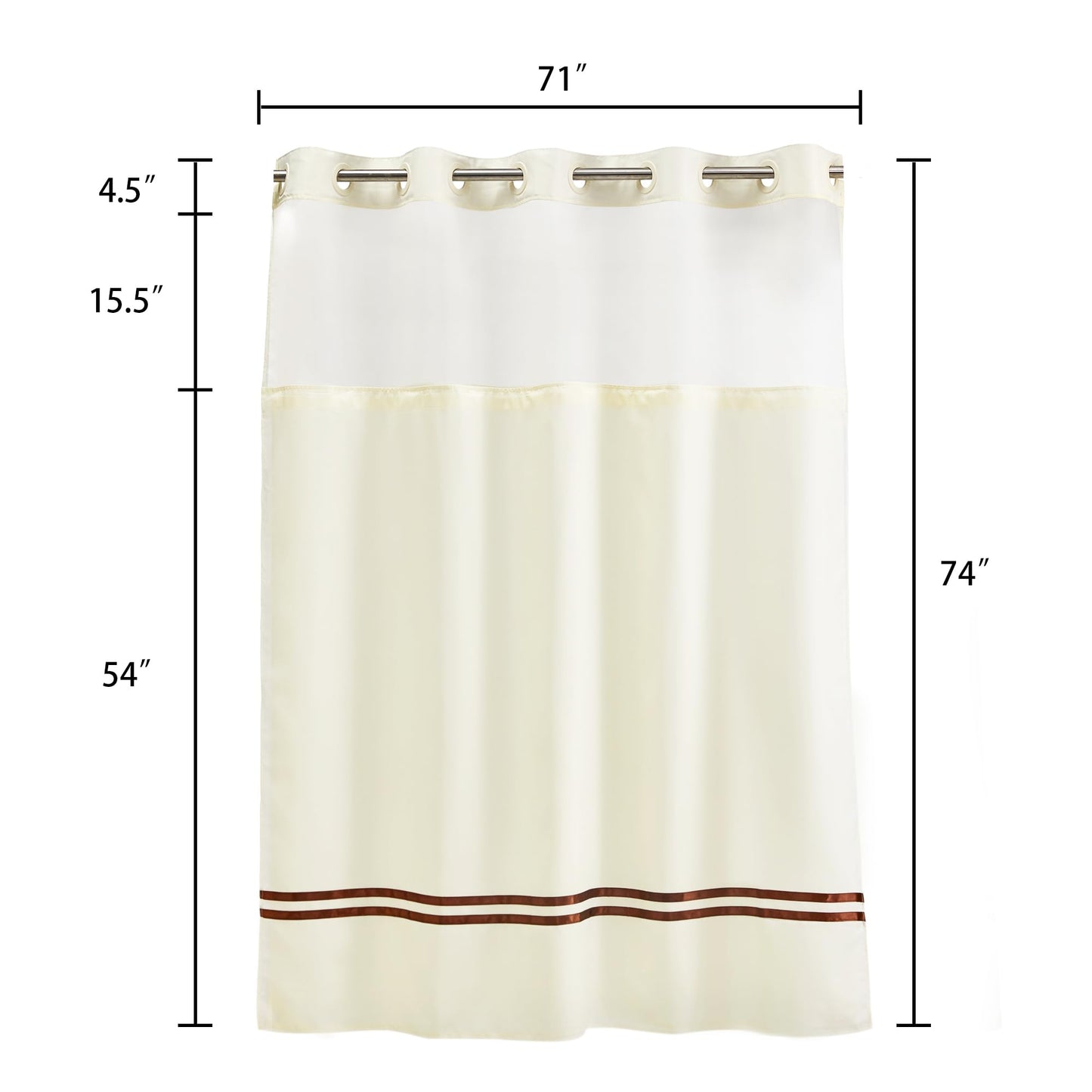 Barossa Design Shower Curtain with Snap in Liner and Stripe