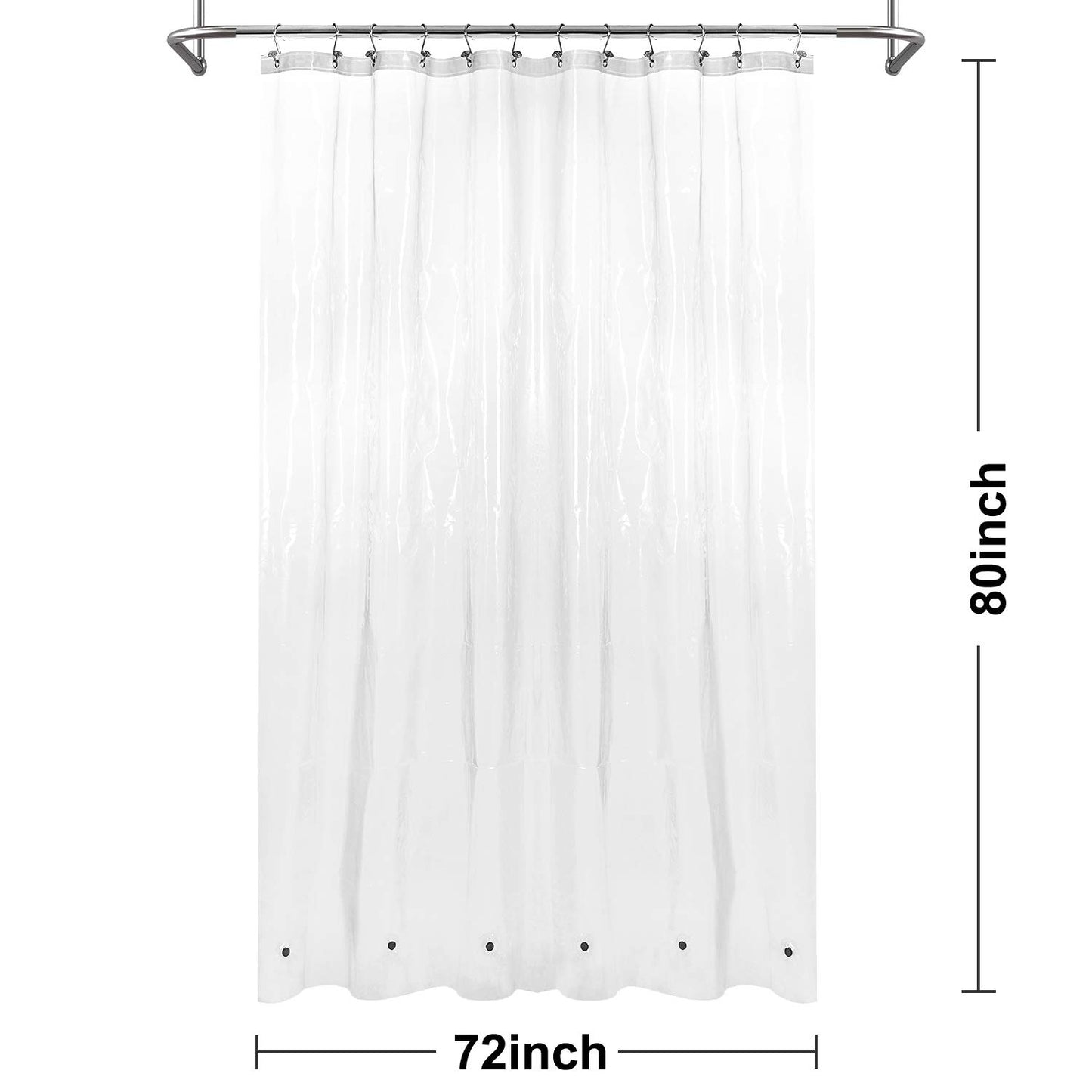 Barossa Design Premium PEVA Plastic Shower Liner with Rustproof Grommets