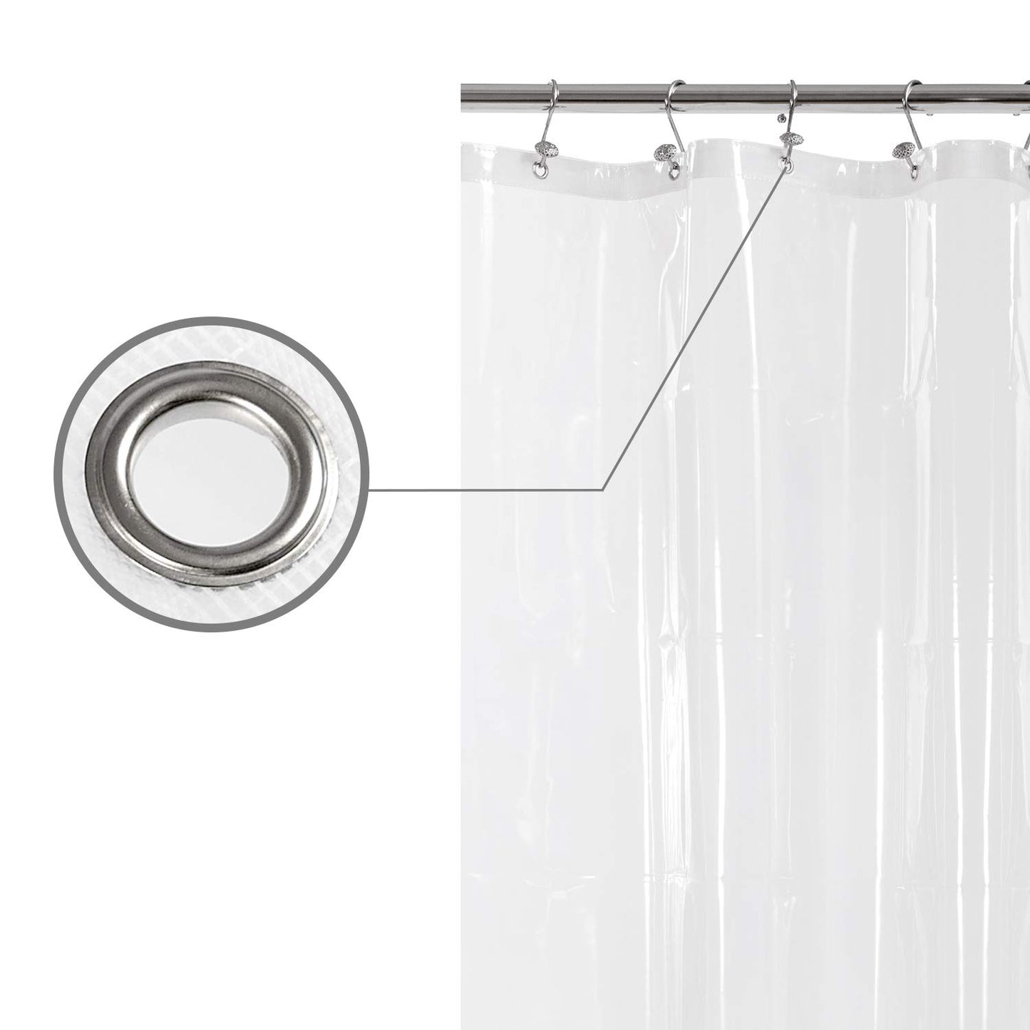 Barossa Design Premium PEVA Plastic Shower Liner with Rustproof Grommets
