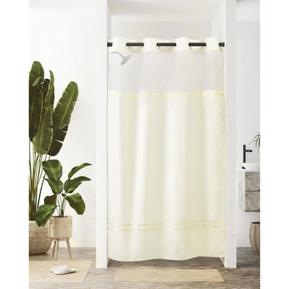 Barossa Design Shower Curtain with Snap in Liner and Stripe