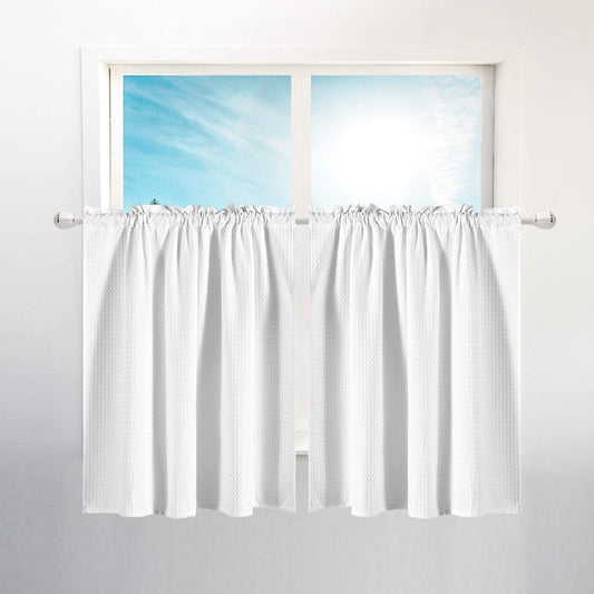 Barossa Design Waffle Weave Half Window Tier Curtains