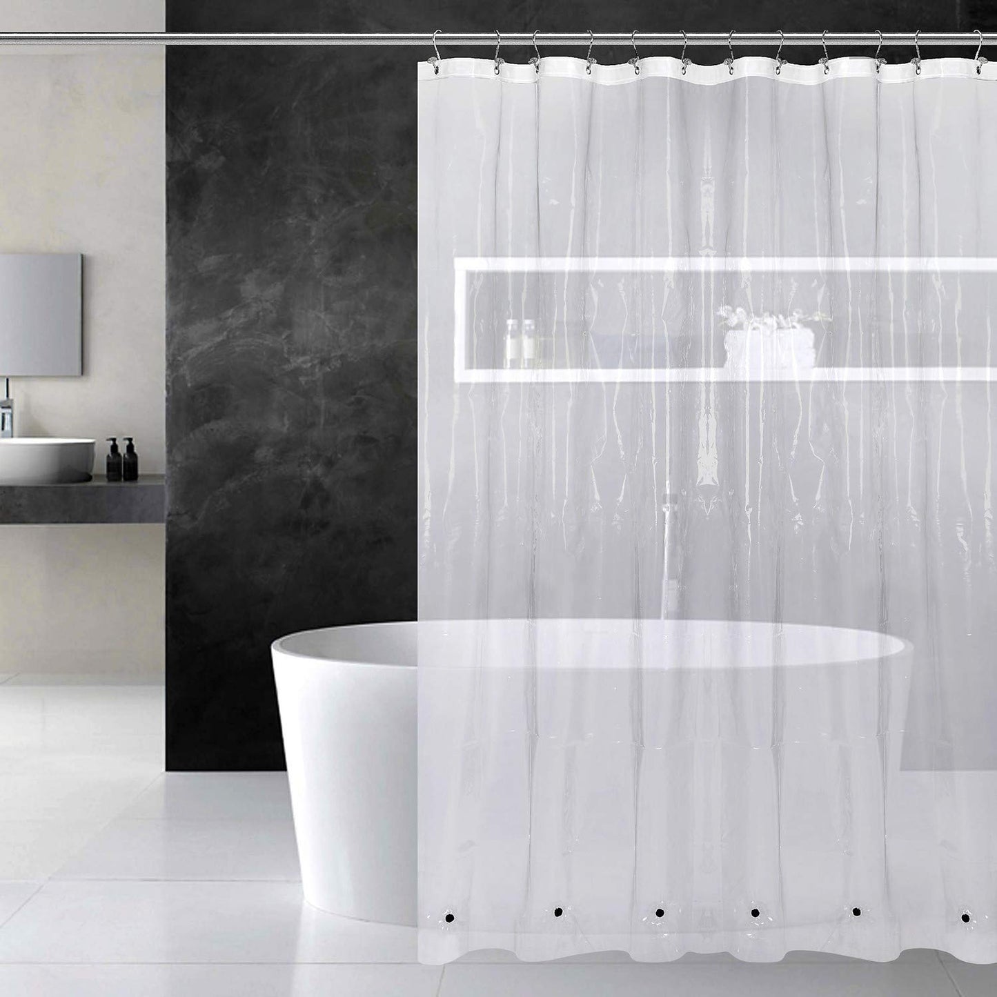 Barossa Design Premium PEVA Plastic Shower Liner with Rustproof Grommets