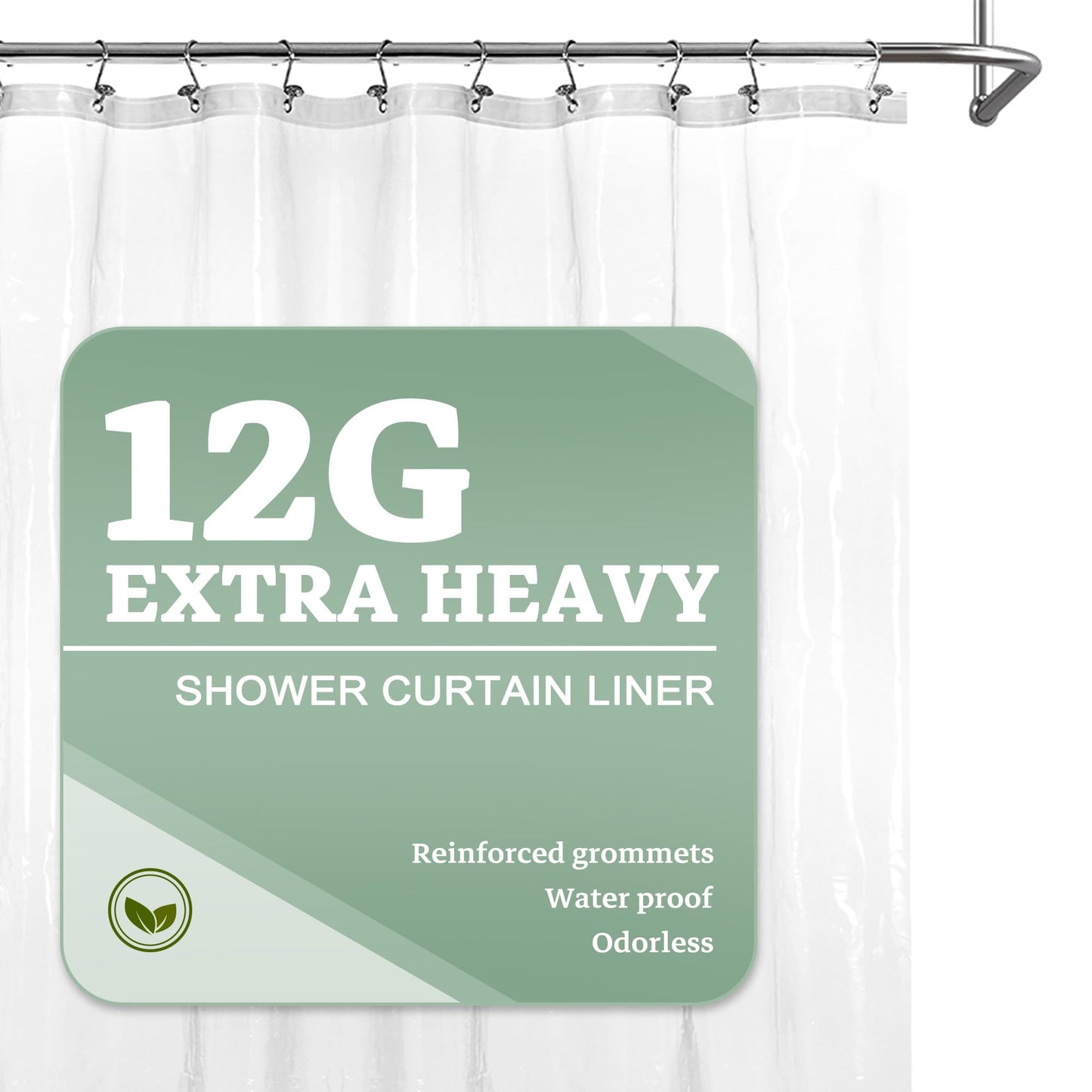 Barossa Design Premium PEVA Plastic Shower Liner with Rustproof Grommets