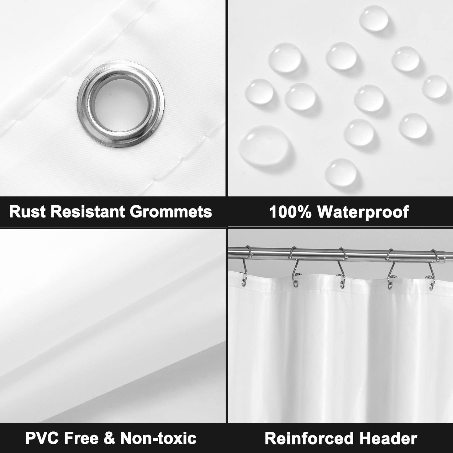 Barossa Design Premium PEVA Plastic Shower Liner with Rustproof Grommets