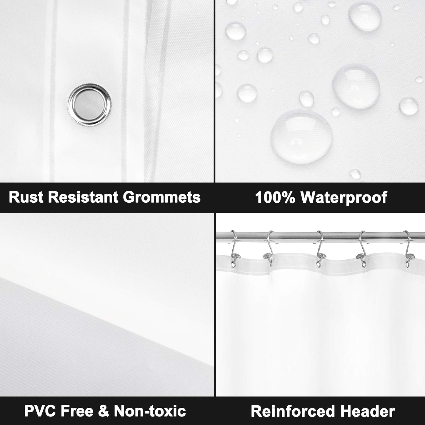 Barossa Design Premium PEVA Plastic Shower Liner with Rustproof Grommets