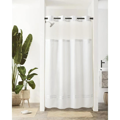 Barossa Design Shower Curtain with Snap in Liner and Stripe