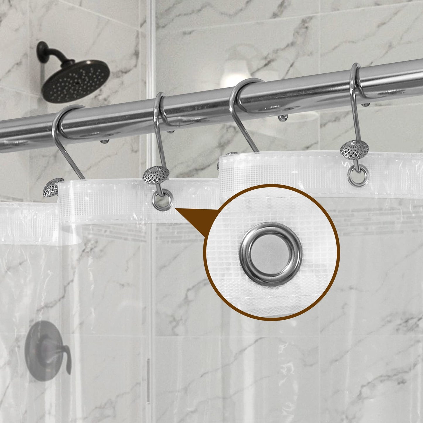 Barossa Design Premium PEVA Plastic Shower Liner with Rustproof Grommets