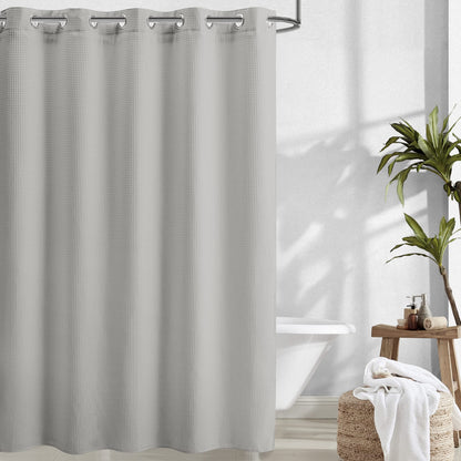 Barossa Design Waffle Weave Shower Curtain with Snap-in Liner