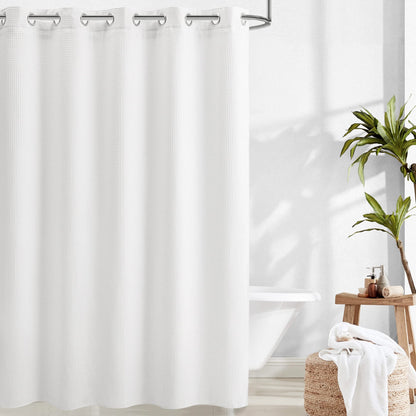 Barossa Design Waffle Weave Shower Curtain with Snap-in Liner