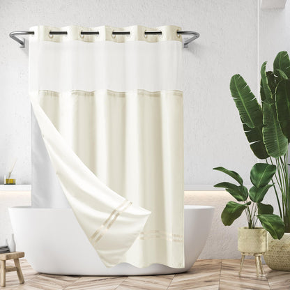 Barossa Design Shower Curtain with Snap in Liner and Stripe
