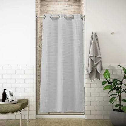 Barossa Design Waffle Weave Shower Curtain with Snap-in Liner