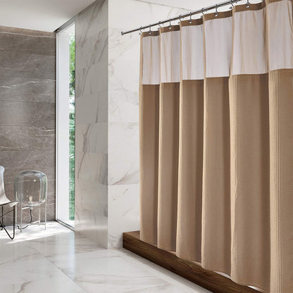 Barossa Design Hotel Style Cotton Shower Curtain with Snap-in Fabric Liner