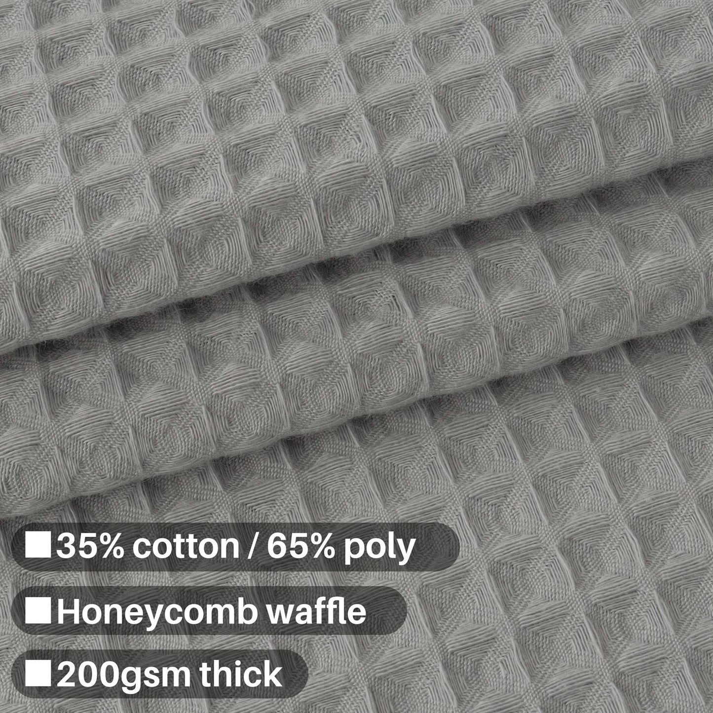 Barossa Design Cotton Blend Shower Curtain Honeycomb Waffle Weave