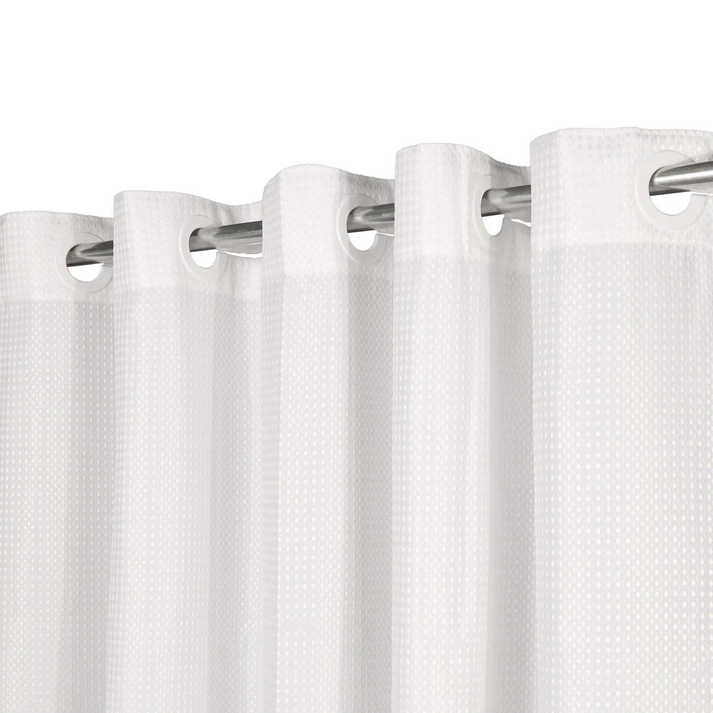 Barossa Design Waffle Weave White Shower Curtains Fabric for Bathroom, No Hooks Required, Hotel Quality & Water Repellent, 71" x 74"