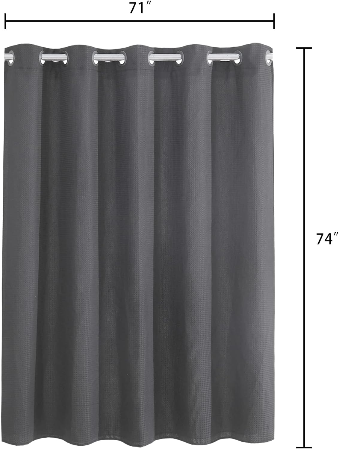 Barossa  Design No Hooks Waffle Weave Shower Curtain with Snap in Liner