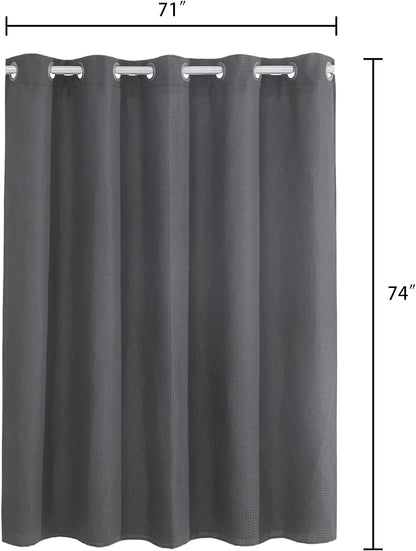 Barossa  Design No Hooks Waffle Weave Shower Curtain with Snap in Liner