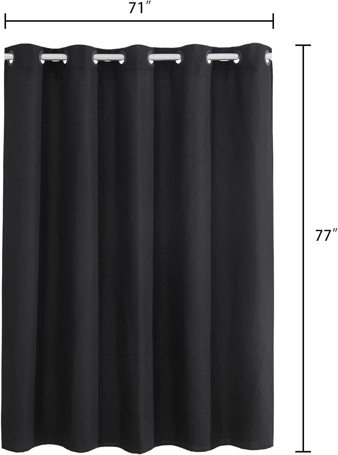 Barossa  Design No Hooks Waffle Weave Shower Curtain with Snap in Liner