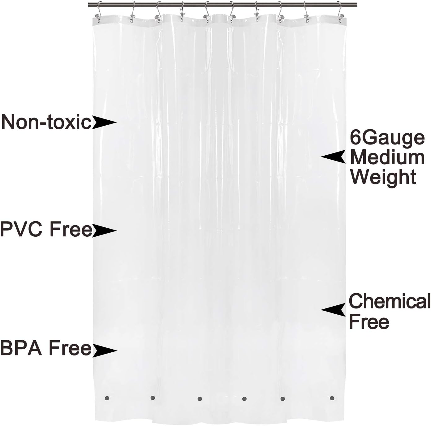 Barossa Design Wrap Around Waterproof PEVA Shower Liner for Bathroom