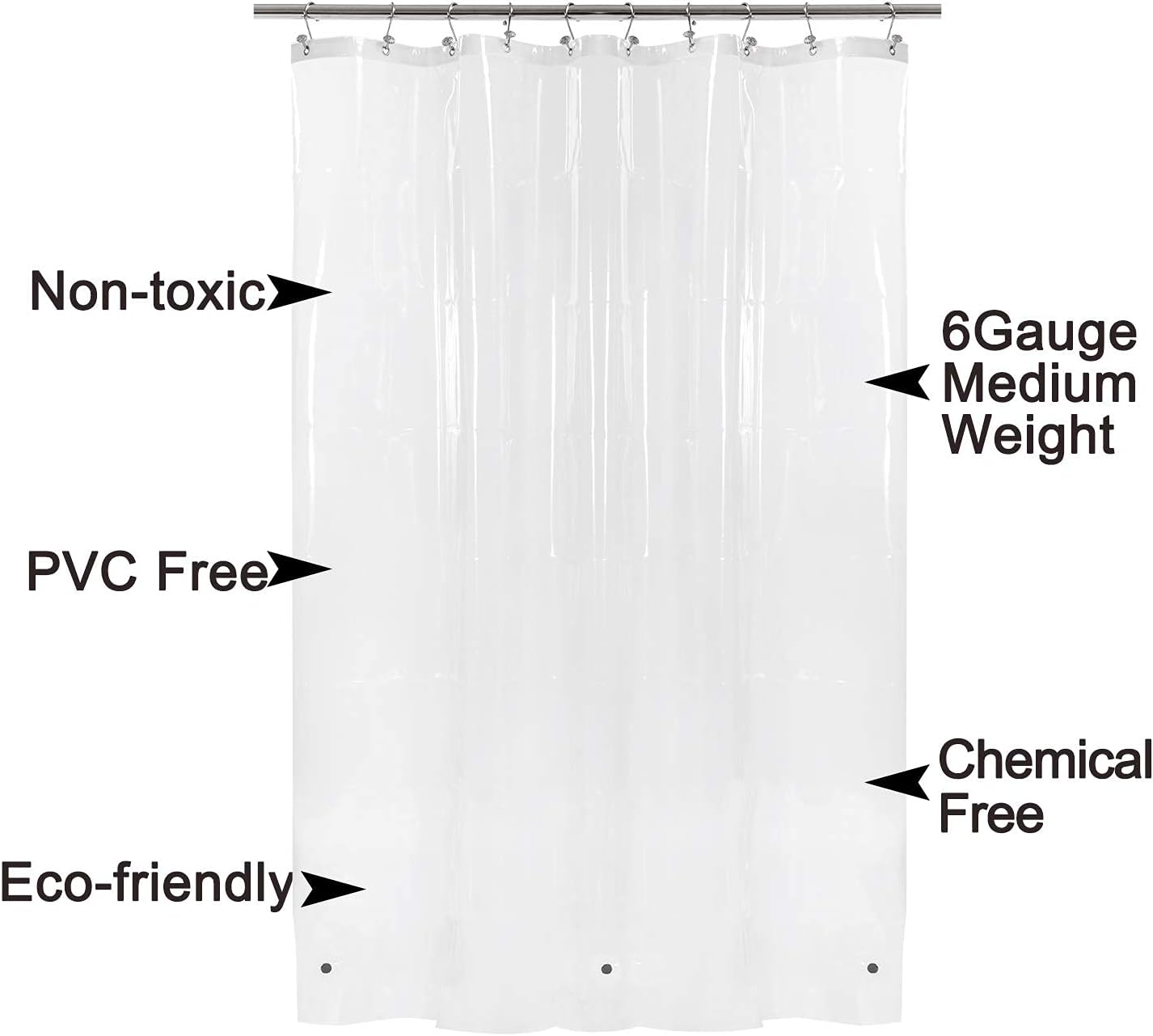 Barossa Design Wrap Around Waterproof PEVA Shower Liner for Bathroom