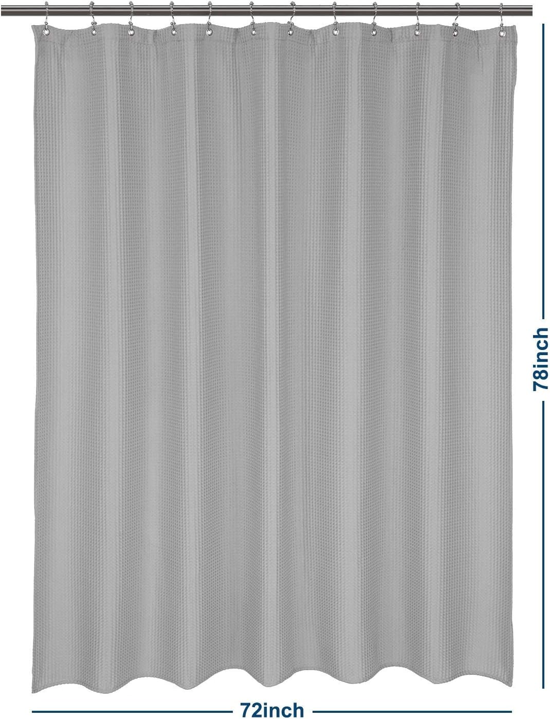 Barossa Design Soft & Hotel  Cotton Blend Shower Curtain Honeycomb Waffle Weave