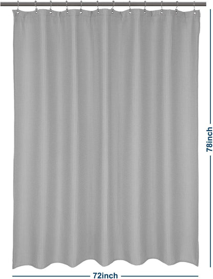 Barossa Design Soft & Hotel  Cotton Blend Shower Curtain Honeycomb Waffle Weave