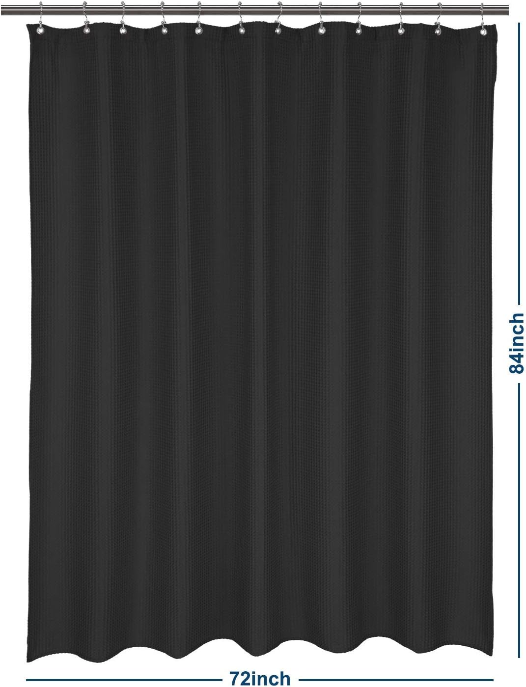 Barossa Design Soft & Hotel  Cotton Blend Shower Curtain Honeycomb Waffle Weave