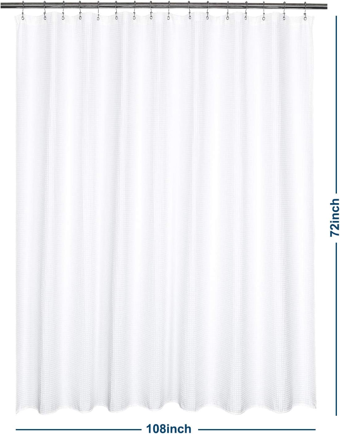 Barossa Design Soft & Hotel  Cotton Blend Shower Curtain Honeycomb Waffle Weave