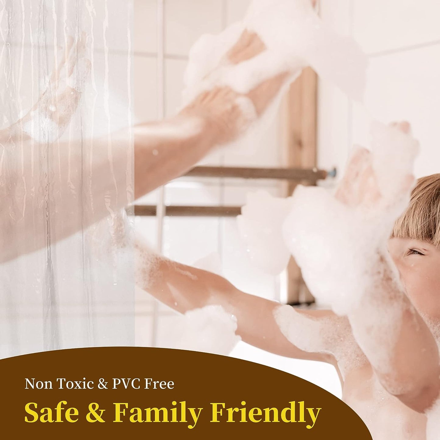 Barossa Design Wrap Around Waterproof PEVA Shower Liner for Bathroom