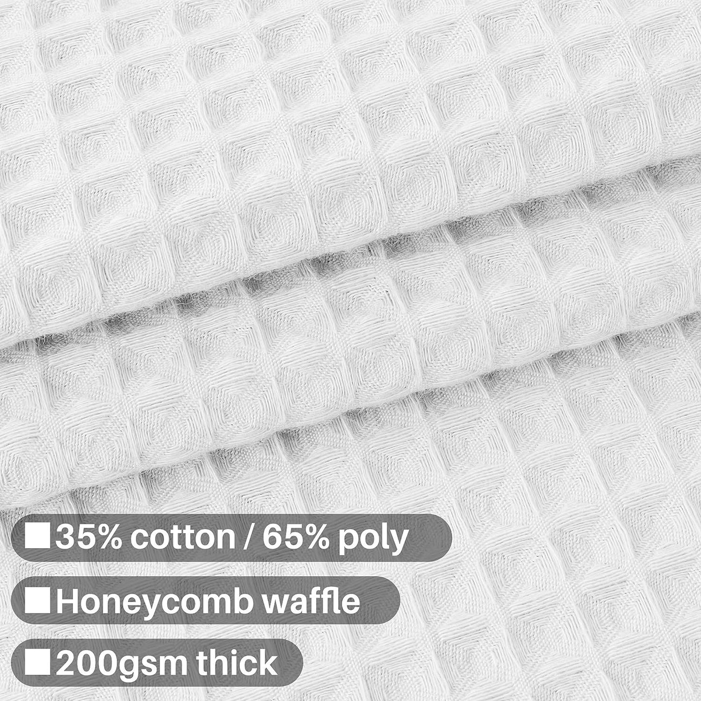 Barossa Design Soft & Hotel  Cotton Blend Shower Curtain Honeycomb Waffle Weave