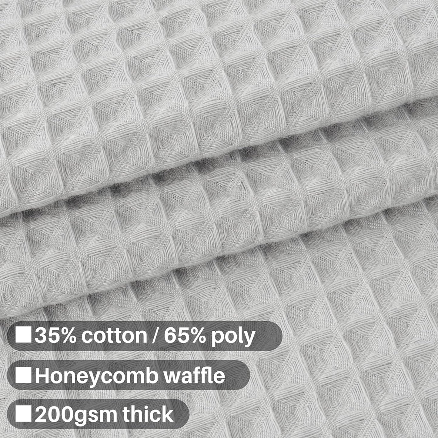 Barossa Design Soft & Hotel  Cotton Blend Shower Curtain Honeycomb Waffle Weave